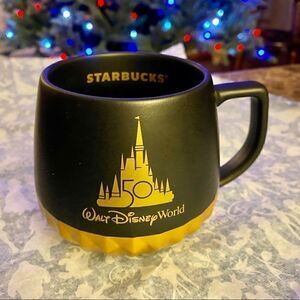 Starbucks WDW 50th Anniversary Mug NEW Black & Gold NIB Sold Out! NEW